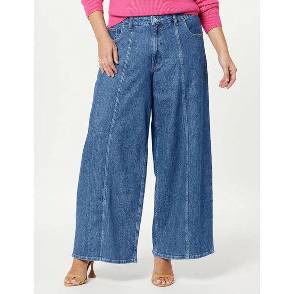 Women's Relaxed Fit Jeans Cotton Blend Wide Leg 26 Medium Indigo - Picture 5 of 7